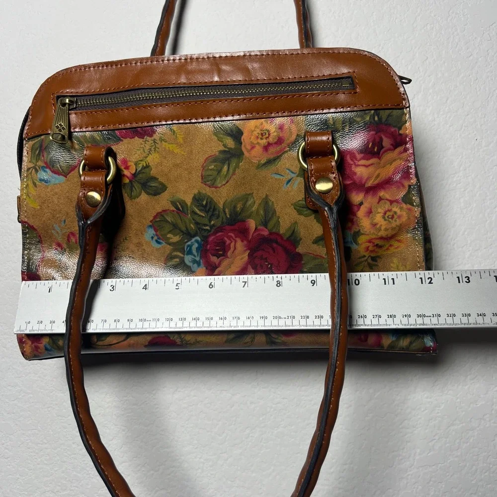 Patricia Nash Floral Satchel Brown Women Cottagecore Leather Shoulder Bag
